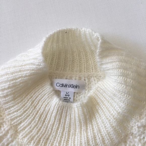 Calvin Klein White Sweater L size cable knit new - Picture 4 of 7
